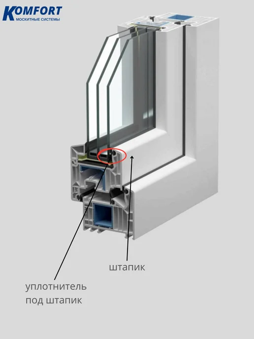 KOMFORT Уплотнитель под штапик алюминиевого окна ЭТ-232 6 м, 6 м, фото 5