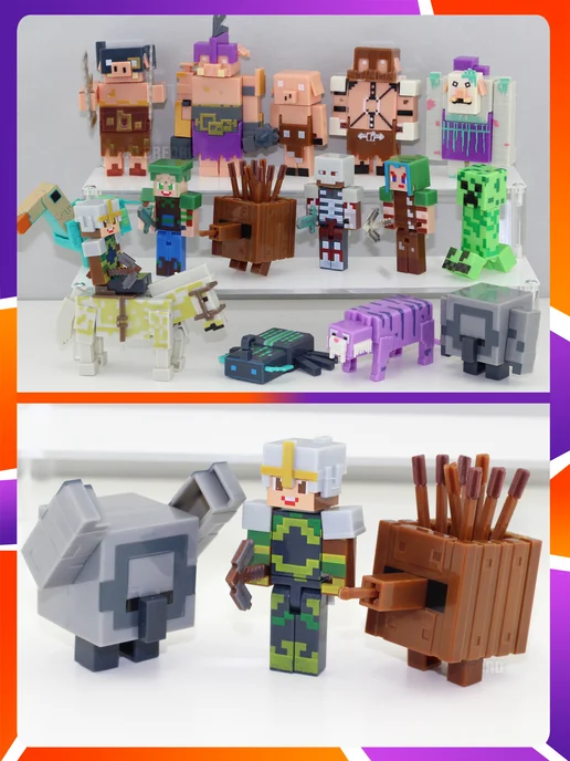 GRIFFIN Набор больших подвижных фигурок майнкрафт minecraft 16 штук, зеленый, фото 2