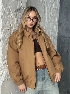 Бомбер утепленный осенний оверсайз