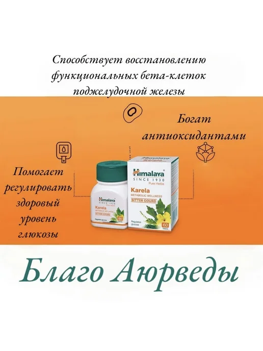 Himalaya Wellness KARELA Карела Himalaya регулятор глюкозы 2шт - 120таб, 2 шт, фото 4
