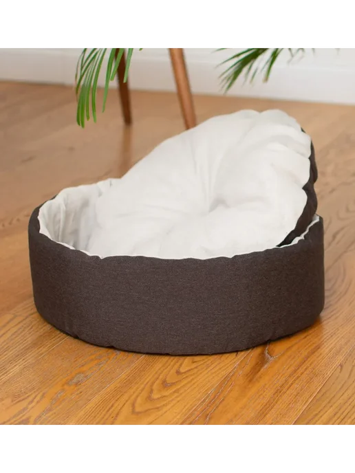 PetShop Лежанка для кошек и собак с подушкой коричневая 38х38х11 см, 38x11 см, фото 3