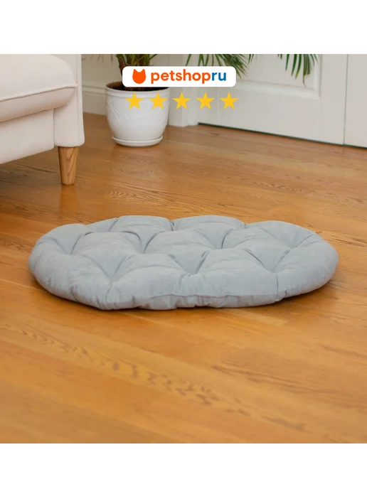 PETSHOP Лежанка для кошек и собак стеганая бежевая, 48х35х3 см, 75x53x8 см, фото 2