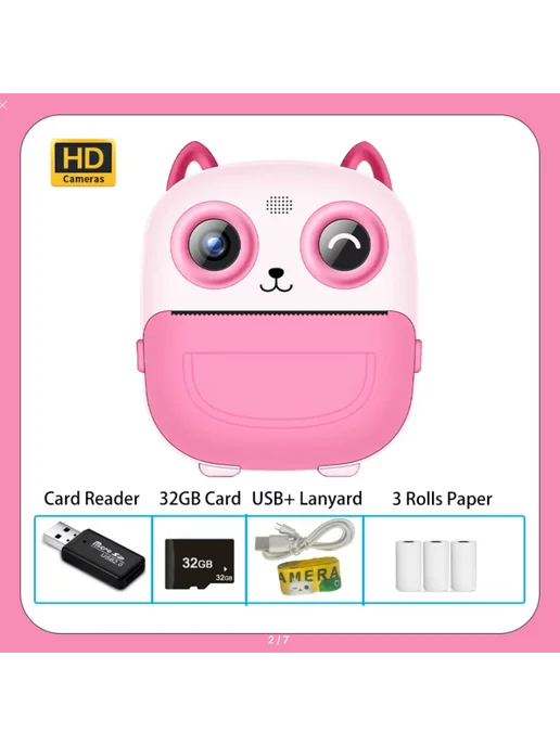 GOODSTORAGE Детский фотоаппарат моментальной печати, розовый, фото 3