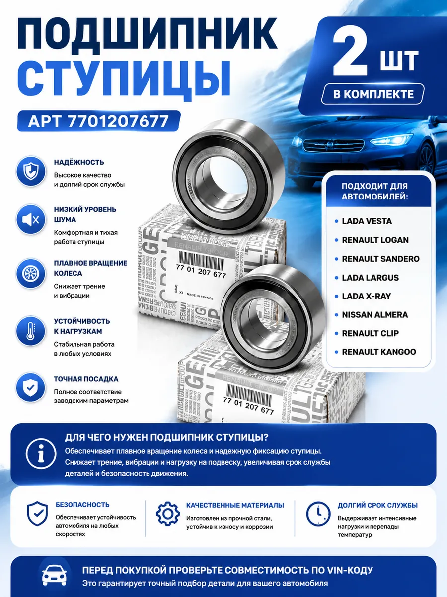 Подшипник ступицы Логан Сандеро Мегане Ларгус