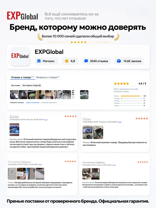 EXPGlobal Цилиндрическая камера видеонаблюдения IP 8Мп, белый, фото 2