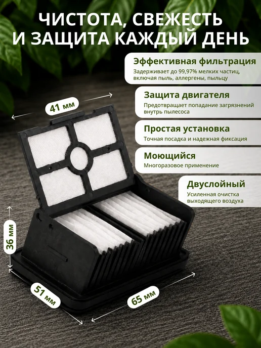 Dreame Фильтр для пылесоса h12 pro и H12 Dual комплект, черный, фото 4