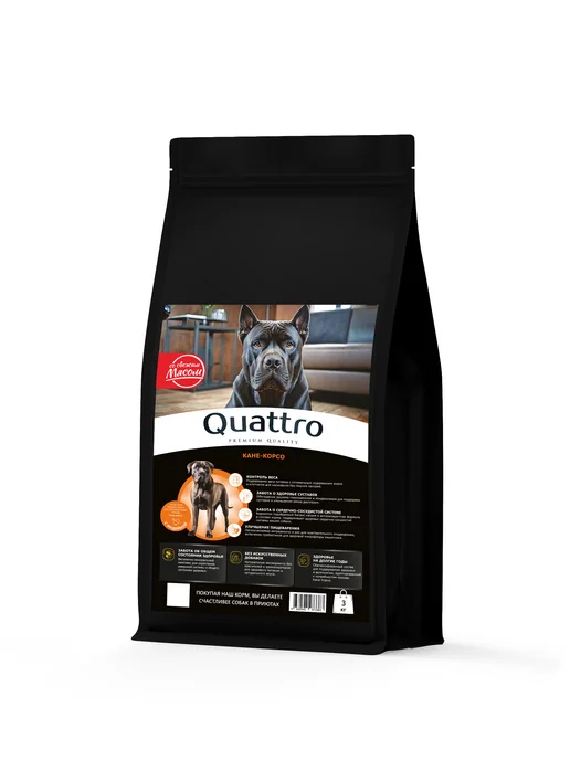 Сухой корм QUATTRO Кане-Корсо для собак, индейка, 12 кг