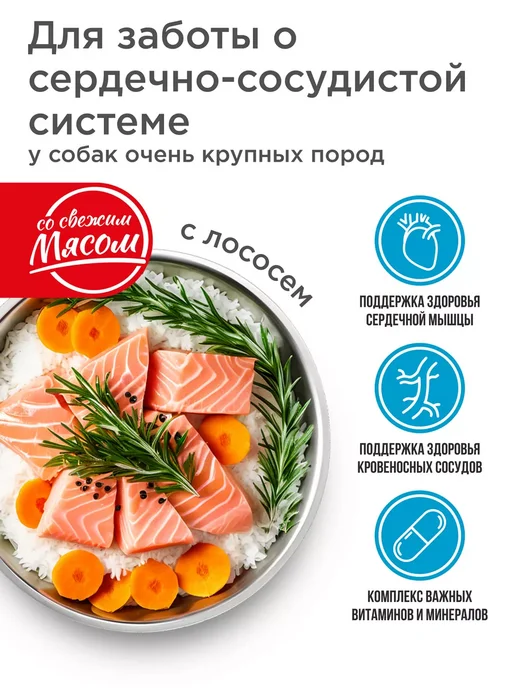Сухой корм QUATTRO Сердца для собак, крупные, лосось, 2,5 кг, фото 2