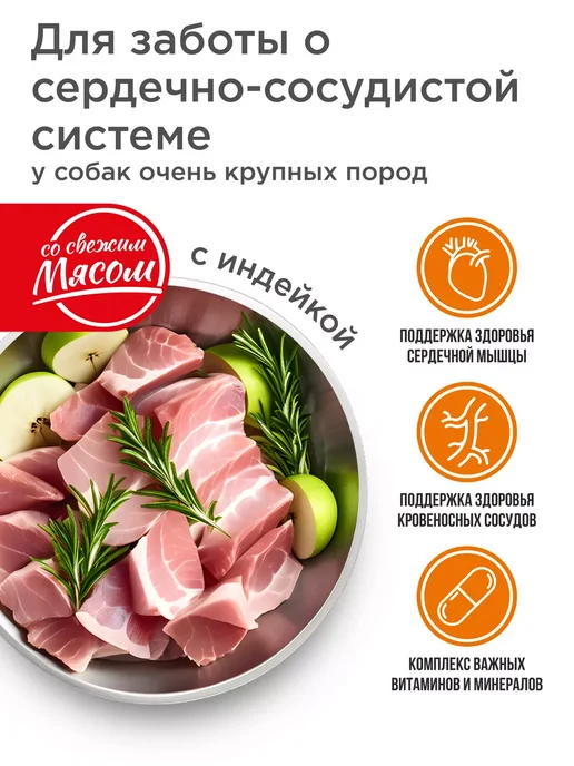 Сухой корм QUATTRO Сердца для собак, крупные, индейка, 12 кг, фото 2