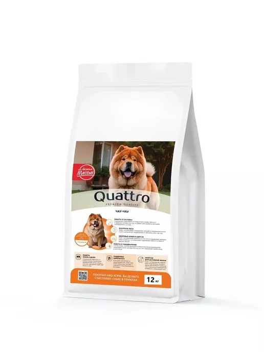 Сухой корм QUATTRO Чау-Чау для собак, индейка, 12 кг