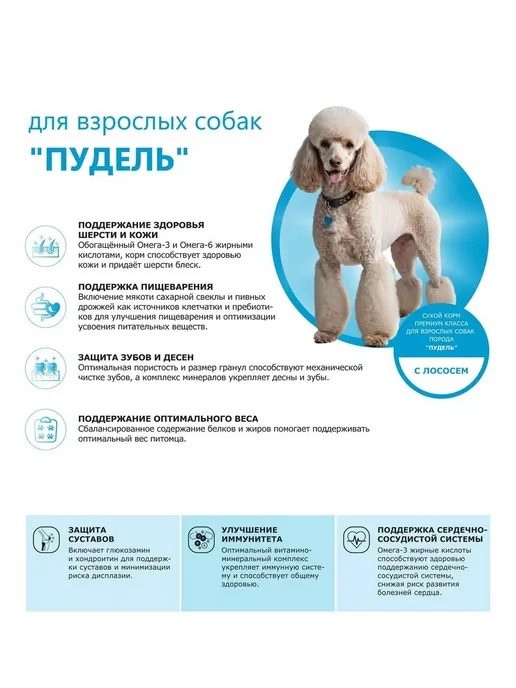 Сухой корм QUATTRO Пудель для собак, лосось, 2,5 кг, фото 2
