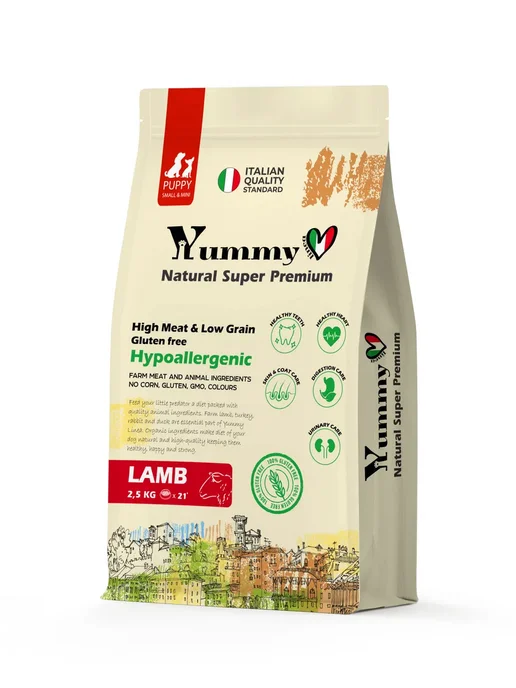 Сухой корм Yummy Linea Малых для собак, мелкие, щенки, ягненок, 2,5 кг