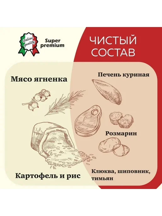 Сухой корм Yummy Linea Малых для собак, мелкие, щенки, ягненок, 2,5 кг, фото 5