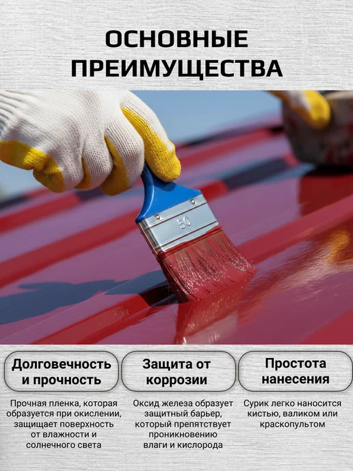 Престиж Краска Сурик железный МА-15, Глянцевая 1,9 кг, 1,9 кг, фото 4