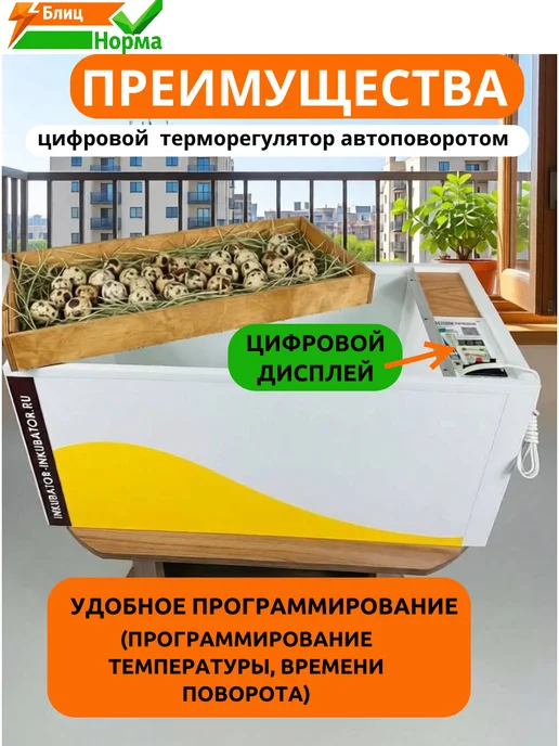 Производитель Блиц Норма Инкубатор для яиц Луппер автоматический с терморегулятором, белый, фото 5