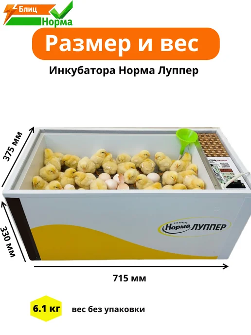 Производитель Блиц Норма Инкубатор для яиц Луппер автоматический с терморегулятором, белый, фото 6