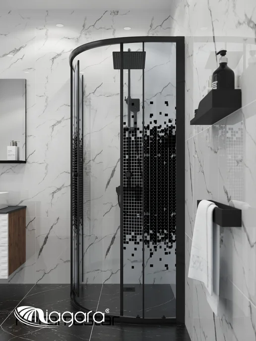 NIAGARA Душевая перегородка Eco NG-1003-14BLACK, черный, фото 4