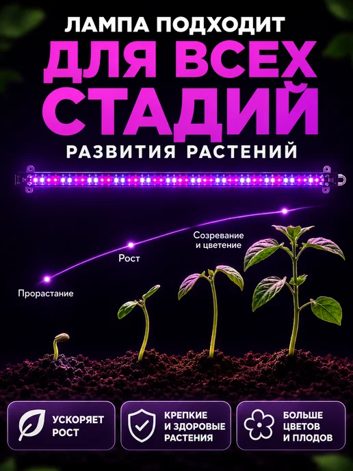 Host Фитолампа для растений и рассады полного спектра 4 шт. 40Вт, 5 шт, 50 Вт, фото 4