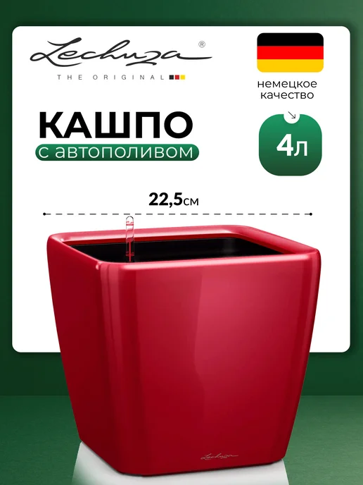 Lechuza Кашпо для цветов с автополивом Quadro, красный