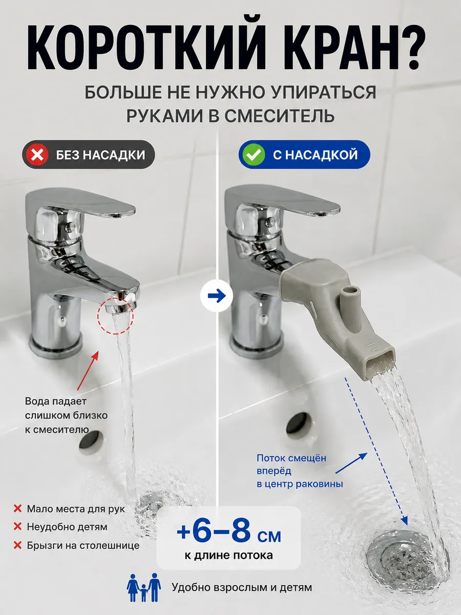 Насадка на кран силиконовая удлинитель