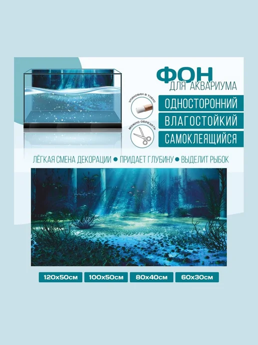 ПолиЦентр Фон для аквариума 100х50 см самоклеящийся, 60x30 см