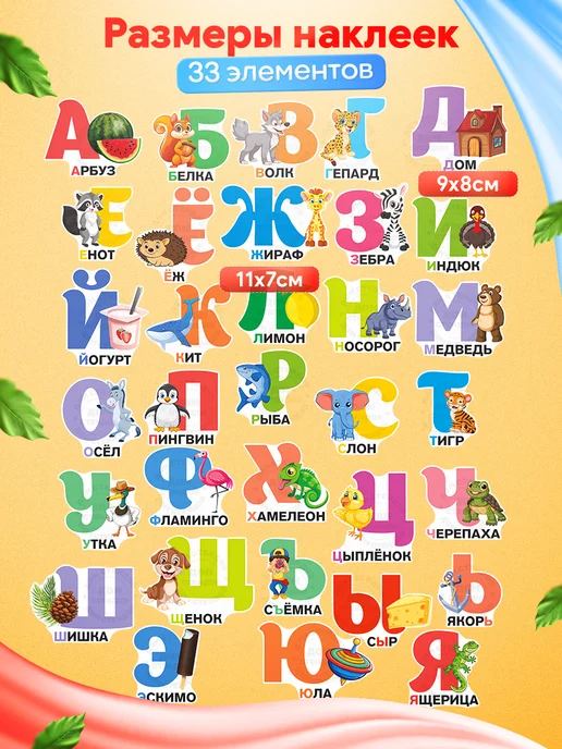 Дом Стендов Наклейки, детские на стену, Русский алфавит, зеленый, фото 2