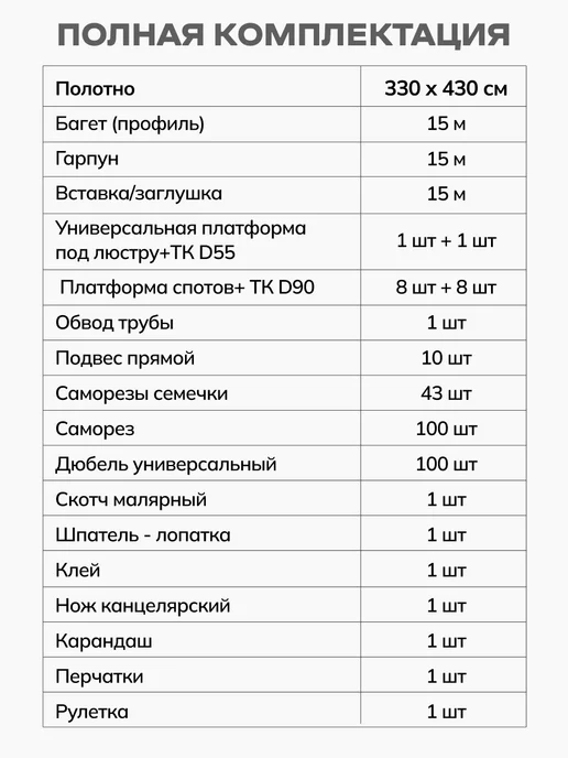 City Market Натяжной потолок без нагрева комплект 310 на 310 см, матовый 410, фото 2