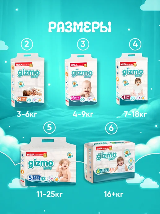 GIZMO подгузники Подгузники для детей 3 размер 4-9 кг. 66 шт, 49 кг, 66 шт, фото 4
