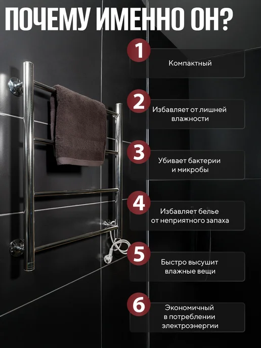 Evikon Электрический полотенцесушитель 40х60 нержавейка, 40x60, фото 4