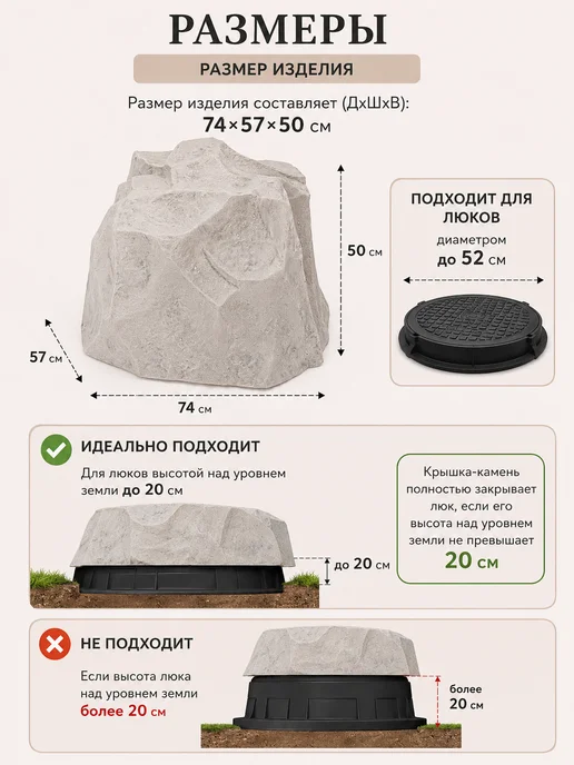 Райский Сад Крышка на люк декоративная, фигурка для сада, белый, фото 2