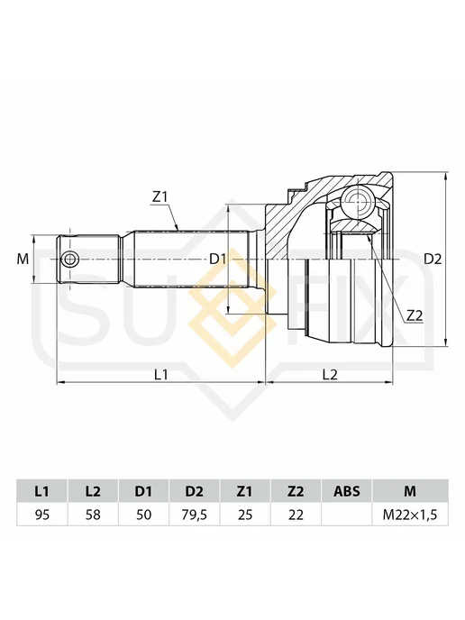 SUFIX Шрус Наружный Хендай Акцент 2 Без АБС (ABS) Hyundai Accent, вариант, фото 5
