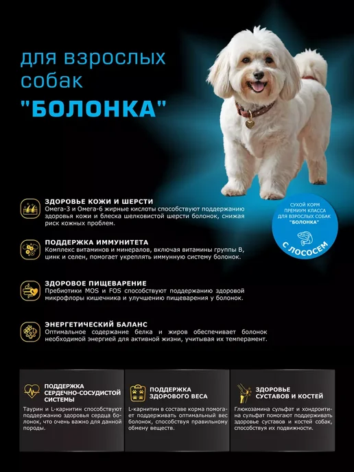 Сухой корм QUATTRO Болонка для собак, лосось, 2,5 кг, фото 2