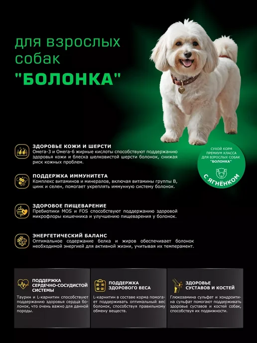Сухой корм QUATTRO Болонка для собак, ягненок, 0,8 кг, фото 2