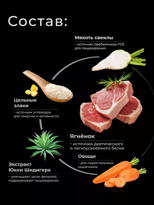 Сухой корм QUATTRO Тцу для собак, ягненок, 2,5 кг, фото 3