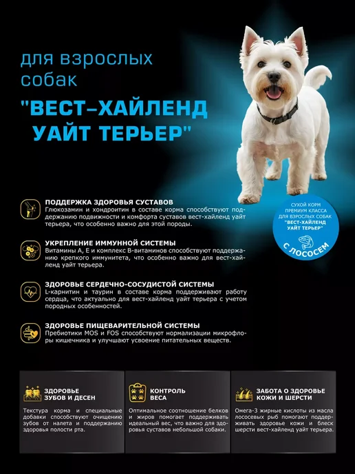 Сухой корм QUATTRO Вест-Хайленд-Уайт-Терьер для собак, лосось, 2,5 кг, фото 2