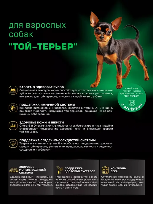 Сухой корм QUATTRO Той-Терьер для собак, ягненок, 2,5 кг, фото 2
