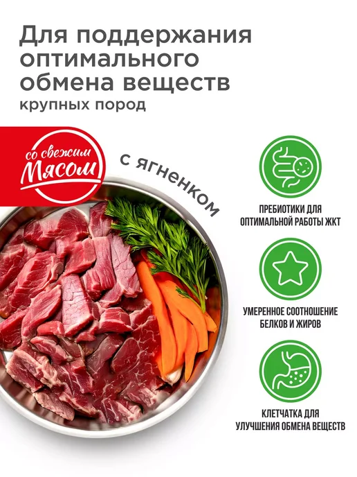 Сухой корм QUATTRO Обмен Веществ для собак, крупные, ягненок, 12 кг, фото 2