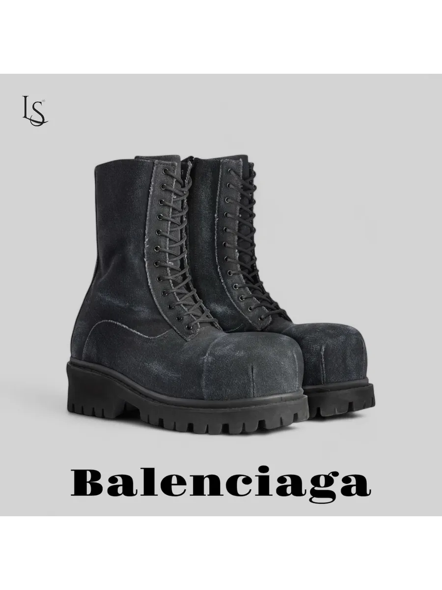 Ботинки Balenciaga MEN'S STOMPER BOOTIE IN BLACK LINDOS 306976168