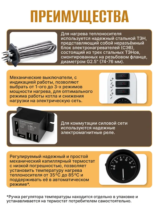 Ресурс ТМ Электрический котел отопления ЭВПМ-3 3кВт, белый, фото 2