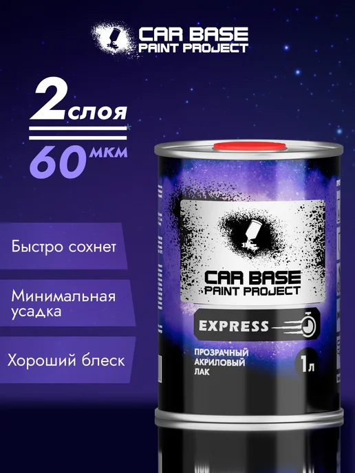 CAR BASE PAINT PROJECT 2К Акриловый лак EXPRESS HS 1л + Отвердитель 0,5, 1 л, фото 2