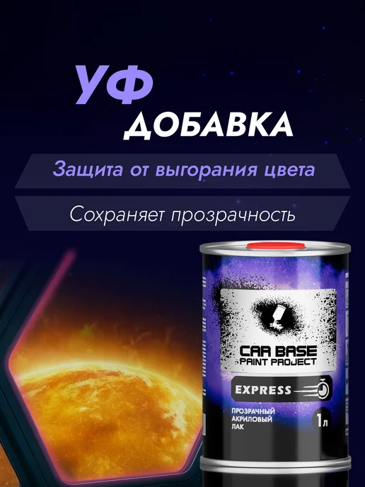 CAR BASE PAINT PROJECT 2К Акриловый лак EXPRESS HS 1л + Отвердитель 0,5, 1 л, фото 3