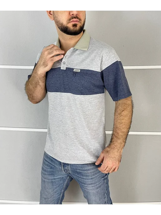 T&H fashion Футболка поло с коротким рукавом, серый