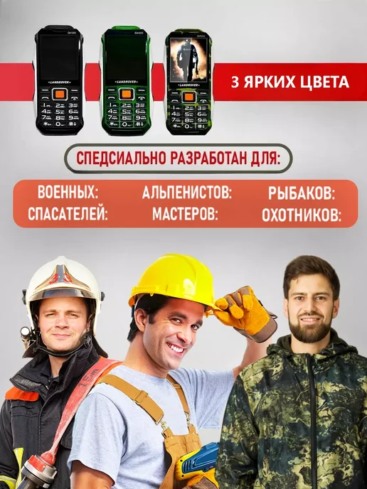 Кнопочный телефон для армии и пожилых без камеры, черный, в упаковке 420 г, фото 3