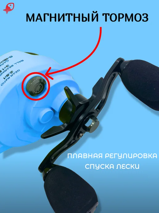 ЛОВИ РЫБУ Мультипликаторная катушка для зимней рыбалки, голубой, фото 4