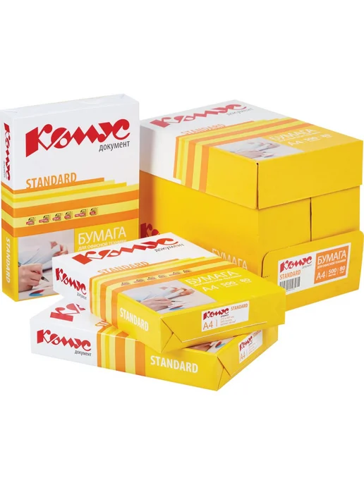 Бумага Комус A4, 80 г/м², 500 листов, 5 пачкек, фото 3