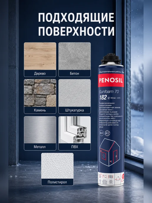Penosil Пена монтажная профессиональная Gunfoam 70 Winter, 850 мл, 850 мл, фото 4
