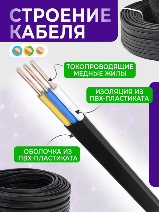 Кабель силовой электрический 3х1.5 мм ВВГ-Пнг(А)-LS 100 м, 3x1.5 мм, 100 м, фото 2