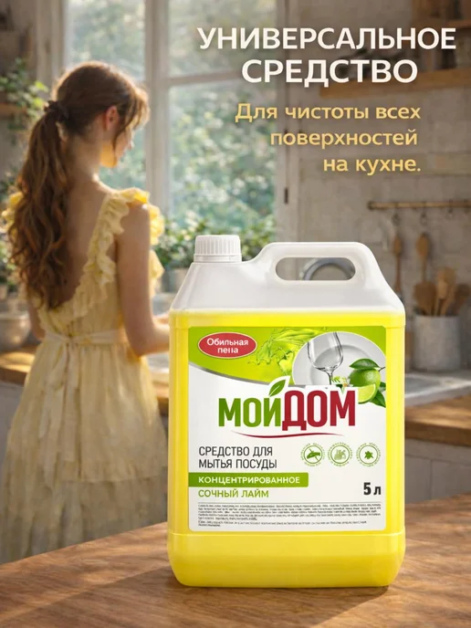 Средство для мытья посуды 5 литров моющий гель густой, вариант, фото 3