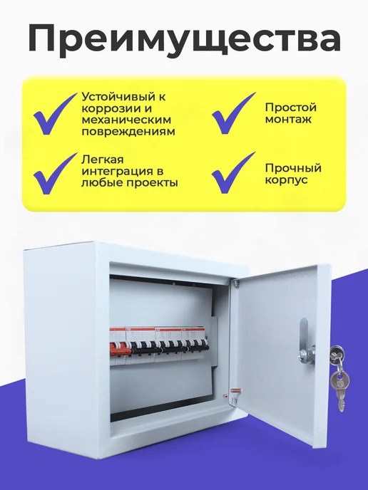 Щит распределительный ЩРН-12 навесной 12 модулей, металл, серый, фото 3