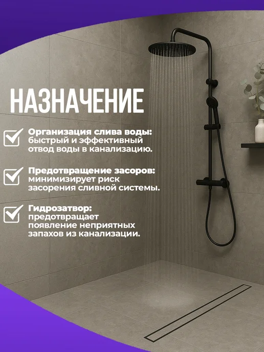 TIM Трап для душа 500 мм под плитку, вариант, фото 8